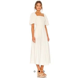 New Free people Ain’t she a beaut puff sleeve midi dress size M ivory